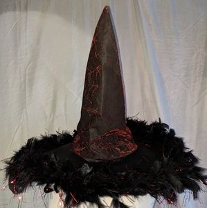 Black witches hat with red glutter spiderweb decal
